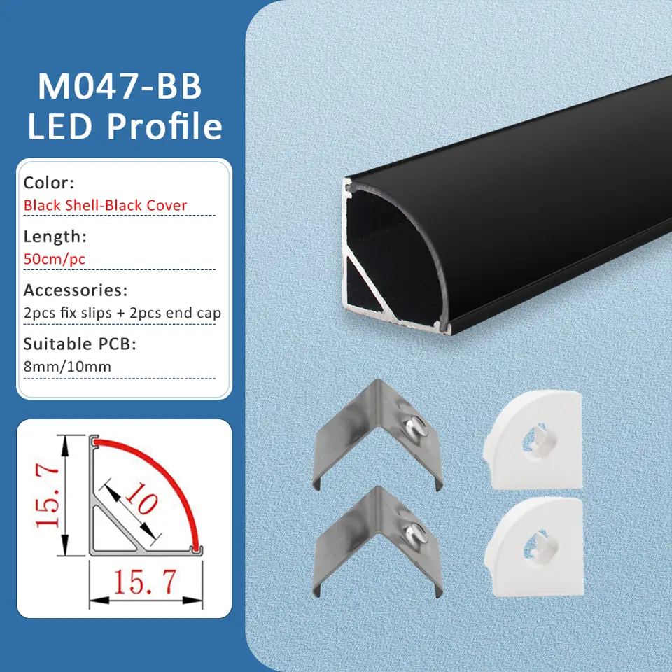 LED Strip Aluminum Profile 50CM Recessed Surface Mounted Aluminium Channel with Diffuser PC Cover for 8mm 10mm Linear Lighting image 14