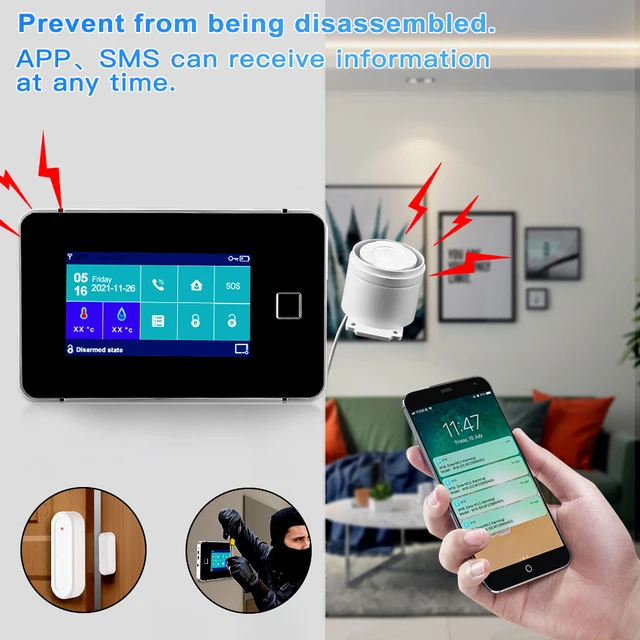 WSDCAM Tuya WiFi GSM Home Security Protection Smart Alarm System Burglar kit Motion Sensor Remote Control For Alexa Google 3