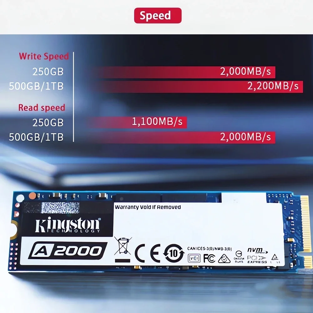 Kingston-disco Rígido Interno Ssd A2000 Nvme Pcie M.2 2280 250gb 500gb Também para pc Notebook Desktop - Imagem 2