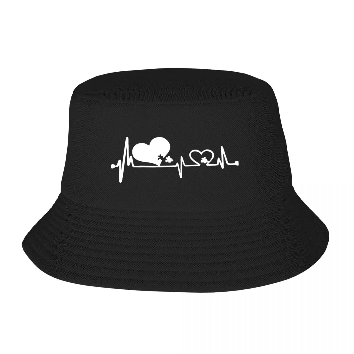 

Autism Lifeline Print Bucket Hat Double Side Reversible Bob Hats Cotton Foldable Unisex Fisherman Cap Travel Sunscreen