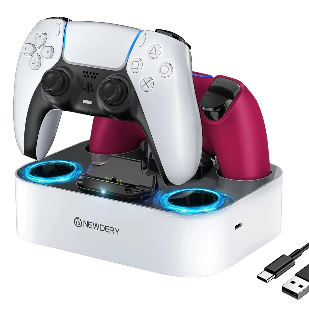 PS5 Controller Charging Station Dual Charger for Playstation 5 & DualSense Edge Controller Fast Charging Dock Stand