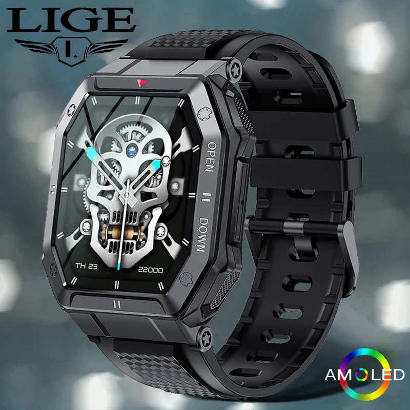 

LIGE New Smart Watch Men 1.85 inch Bluetooth Call Smart Watches Healthy Heart Rate Monitor Outdoor IP68 Waterproof Smartwatch