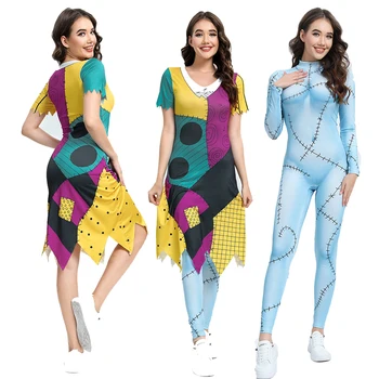 [You're My Secret] Cosplay Anime Nightmare Sally Costumes Christmas Carnival Fancy Party Matching Dress Up Set Bodysuits Female