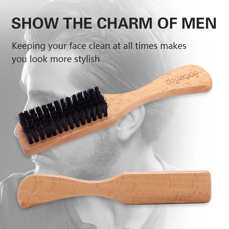 BARBERTOP-Peigne de coiffure en bois pour hommes, brosse à barbe, massage du visage, rasage, barbier, anti-nœuds, moustache, professionnel