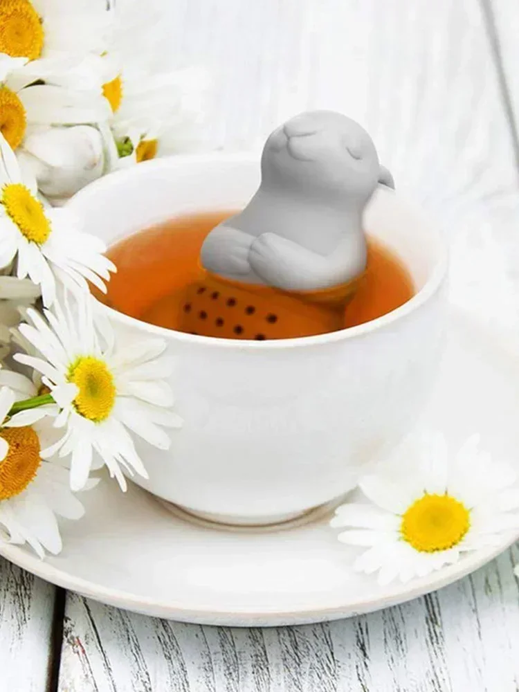 Tea Strainer Silicone Creative Rabbit Shape Tea Infuser Leaf Herbal Spice Filter Strainers Reusable Filter Set Dutiful tea infuser tea strainer tea filter
