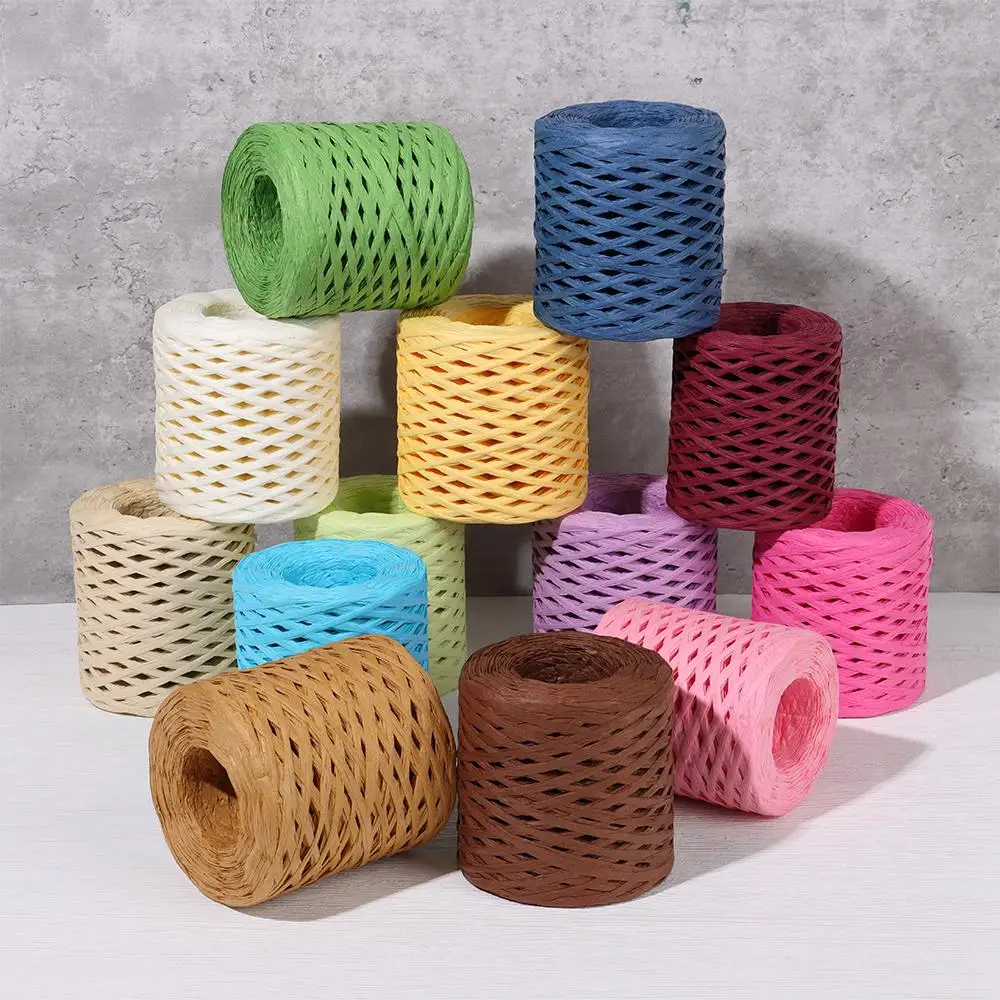 200M Eco-Friendly Toilet Paper Yarn Knitted Raffia Yarn Wrapping Strap Rope Crochet Summer Hat