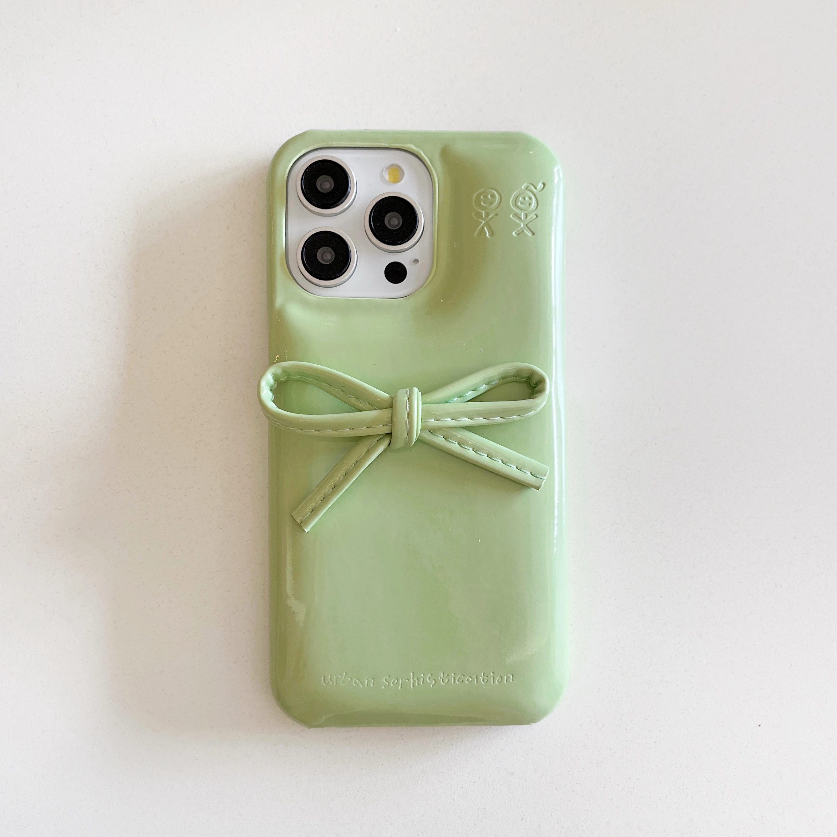 Korean Cute Bow Kawaii Glossy Leather Phone Case Cover