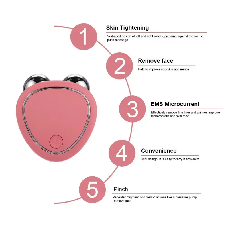 EMS Facial Massager Microcurrent Face Lifting Machine Roller Skin Tightening Rejuvenation Beauty Charg Facial Anti Wrinkle