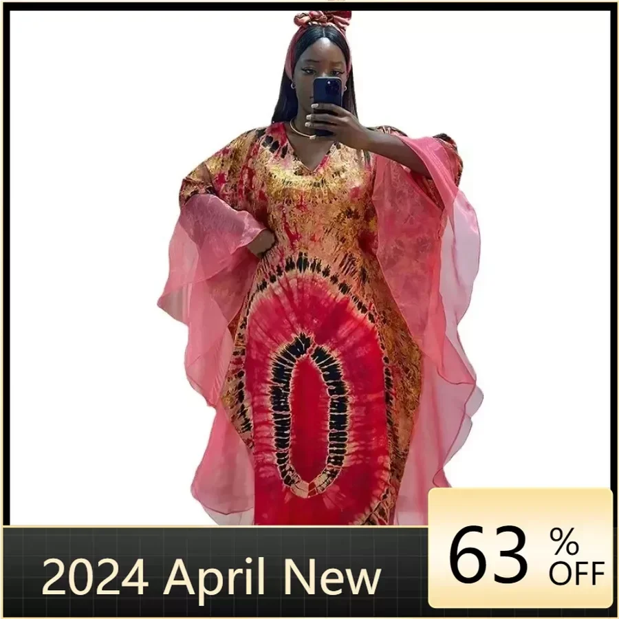 

Женское длинное платье в африканском стиле, традиционное Сетчатое платье-кафтан в нигерийском стиле, 2024