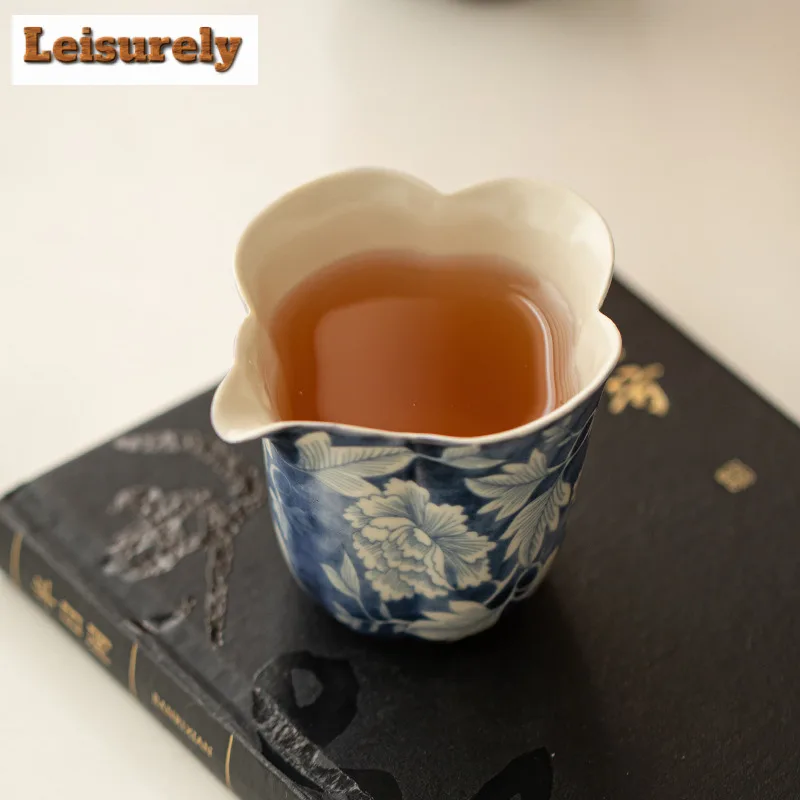 150ML Soda Glaze Yuan Blue and White Ceramic Tea Pitcher Tea Divider Cha Hai Dispenser Justice Cup Fair Mug Teaware Supplies