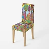 Home chair cover Oil painting style kitchen chairs Coversadjustable dining elastic fabricchairs covers chair cover for wedding 4