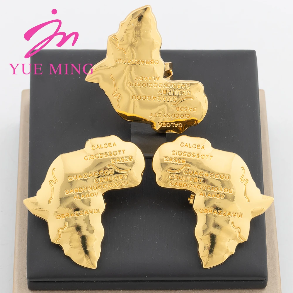 

YM Jewelry Sets Fashion Hoop Earrings with Ring Copper Hollow Gold Plated Map of Africa Jewelry For Women Wedding Party Gifts