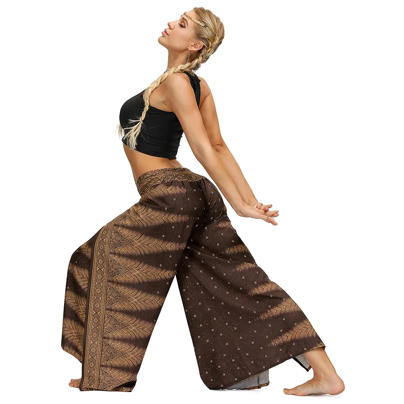 Women Casual Baggy Harem Pants Split Straight Pants Boho Vintage Aladdin Hippie Trousers Yoga Joggers Pants Sportswear