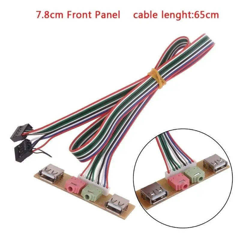 31BA Neuer für Gehäusefrontplatte 2-Port USB 2.0 + Mikrofone 3,5-mm-Audioanschlusskabel 7,8-cm-PCB – Detail 9