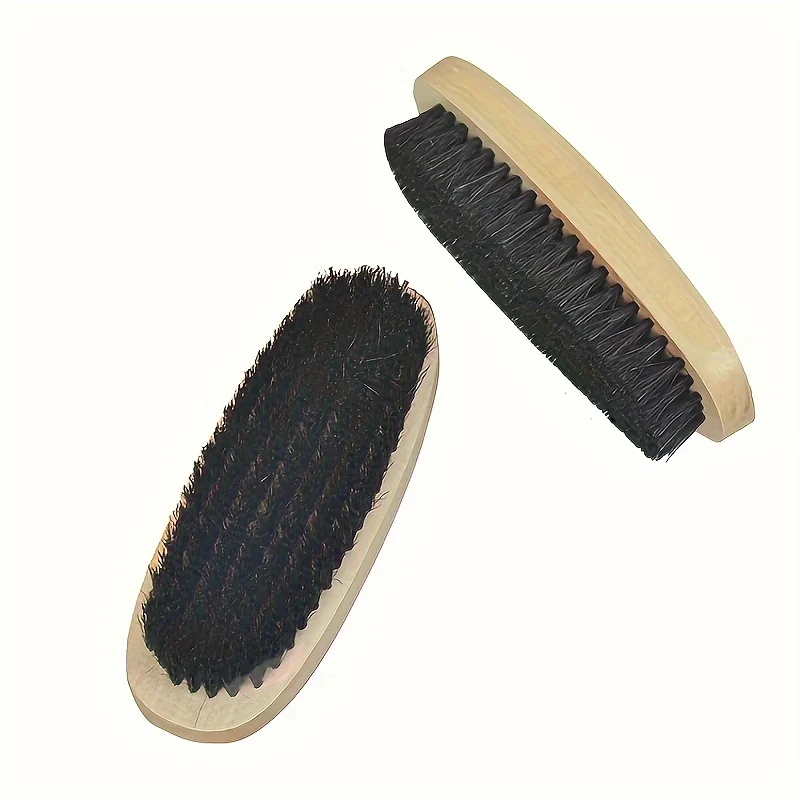 Oval Black Pig Hair Brush, Polishing Brush, Professional Leather Shoe Cleaning And Care Brush