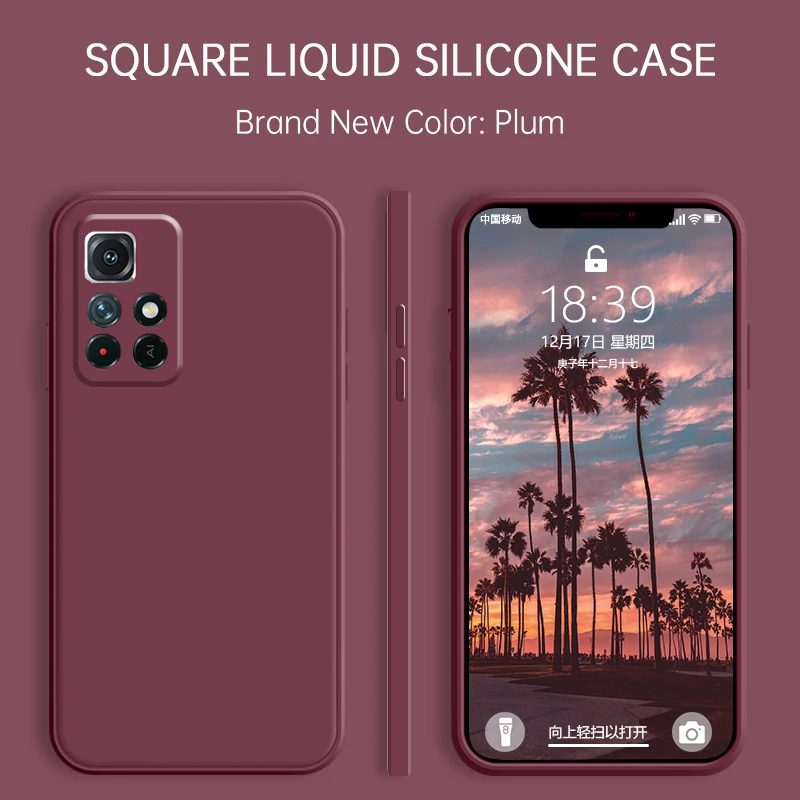 Оригинальный квадратный жидкий силиконовый чехол для Xiaomi Redmi Note 11 Pro Plus