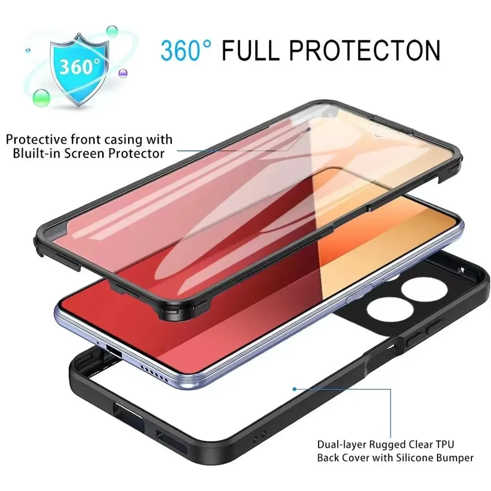 360 Full Shockproof Silicone Case with Built-in Screen Protector