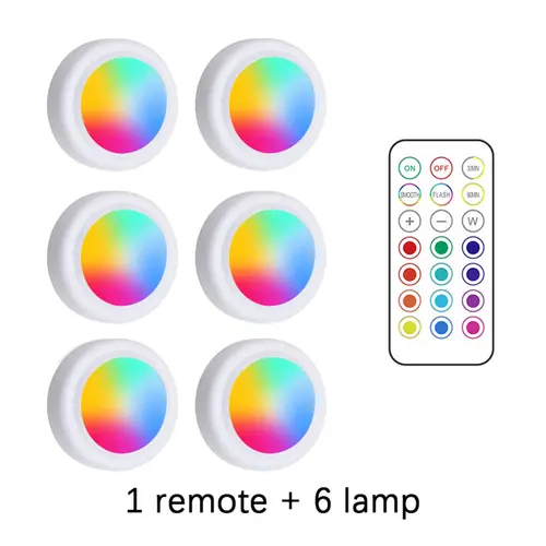 RGB LED Under Cabinet Lights with Remote Control Battery Powered Wireless Dimmable Night Lamp LED Lights for Home Wardrobe Light - Image 8