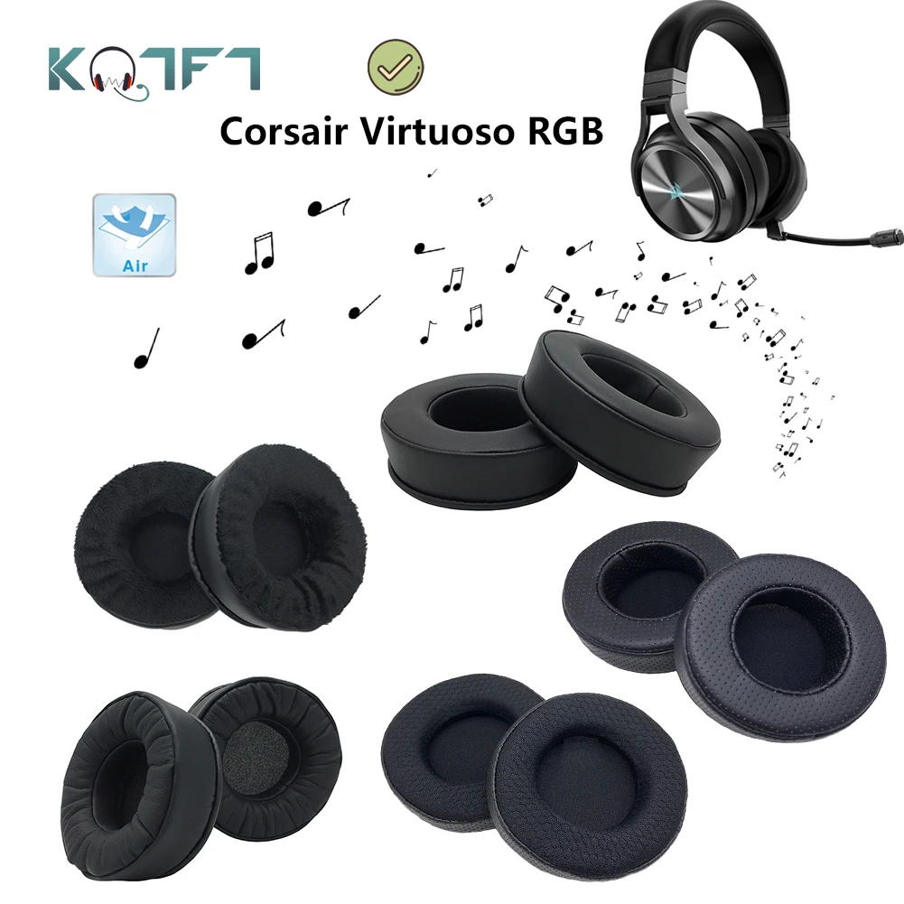

KQTFT Protein skin Velvet Replacement EarPads for Corsair Virtuoso RGB Headphones Parts Earmuff Cover Cushion Cups