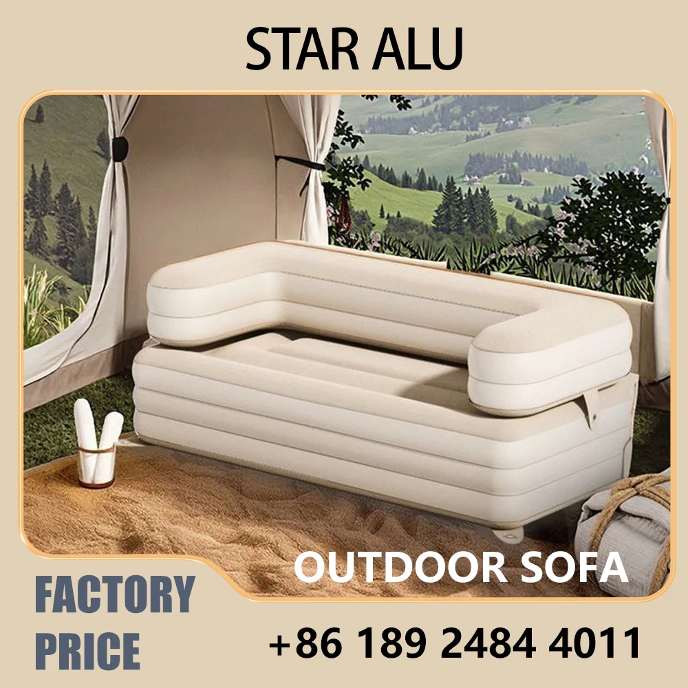 Camping Tent Air Mattress - 2-in-1 Flocked Sofa Bed Multi-Functional, Versatile for Indoor Outdoor & Travel