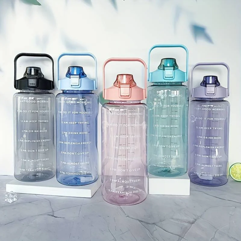 1pc Large Capacity Portable Water Bottle with Time Marker for Cycling Running Travel