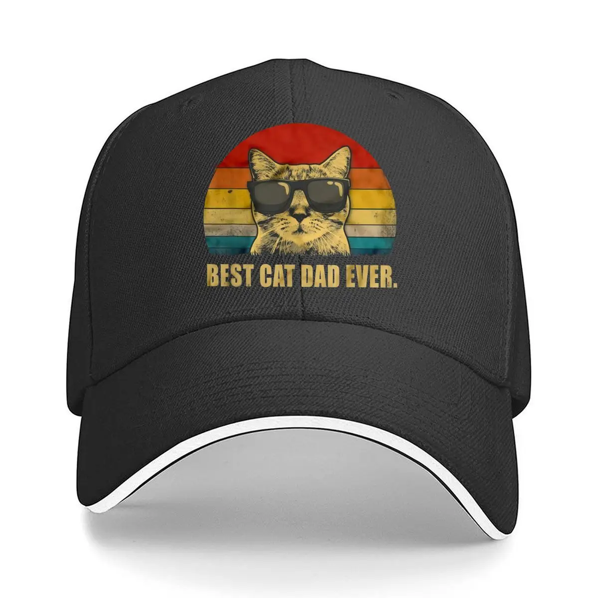 Retro Best Cat Dad Themed Design Hip Hop Hut Mode Outdoor Sport Sandwich Baseball Cap – Detail 1
