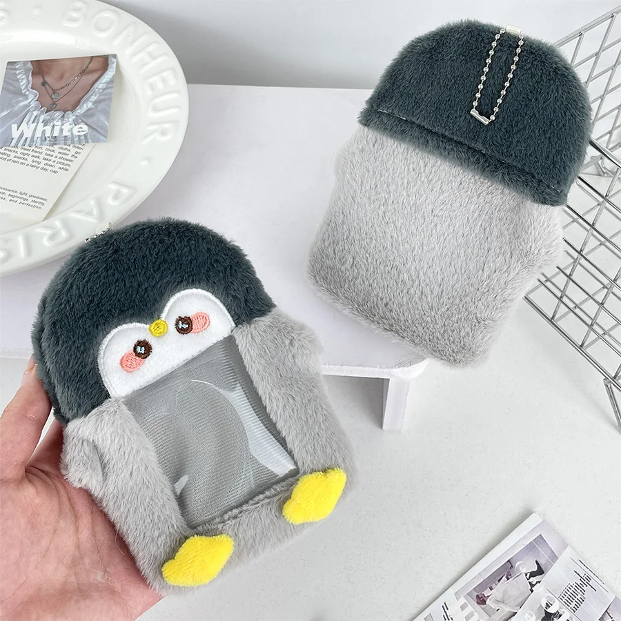 Cute Cartoon Penguin Plush Card Set Keychain Creative Storage Small Bag Card Holder Photo Display Sleeve Bag Pendant