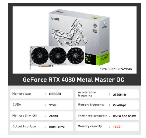 GALAX New RTX 4080 Metal Master OC 16GB Graphic Card GDDR6X 256Bit 12Pin  Gaming NVIDIA GPU Video Cards placa de video - AliExpress