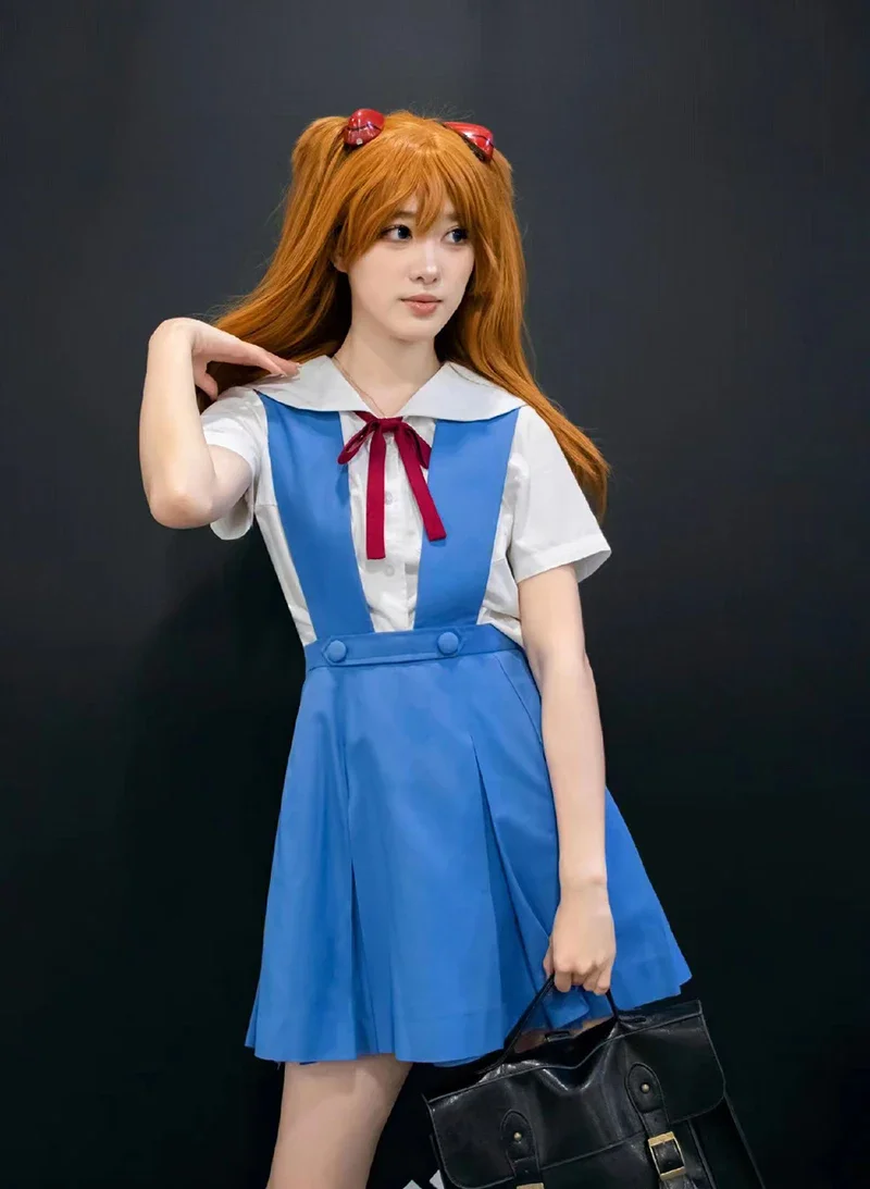 Neon Genesis Evangelion Asuka Langley School Uniform Cosplay Costume