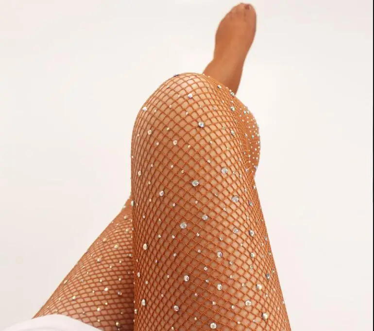 

1pair/lot Sexy Rhinestone Women Tights Ballroom&Latin Dance Competitions Pantyhose Hard Yarn Elastic Shiny Fishnet tights