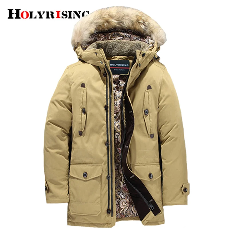 Holyrising Men Down Jackets 50%White Duck Warm Winter Overcoats Hooded Thick Outwear Light Male Clothing Apparel 18971-5