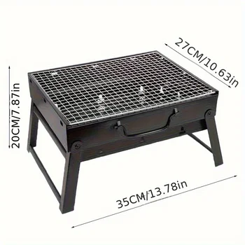 Portable BBQ Charcoal Grill Stainless Steel Small Mini BBQ Tool Kit Outdoor Cooking Camping Picnic Beach Portable BBQ 6