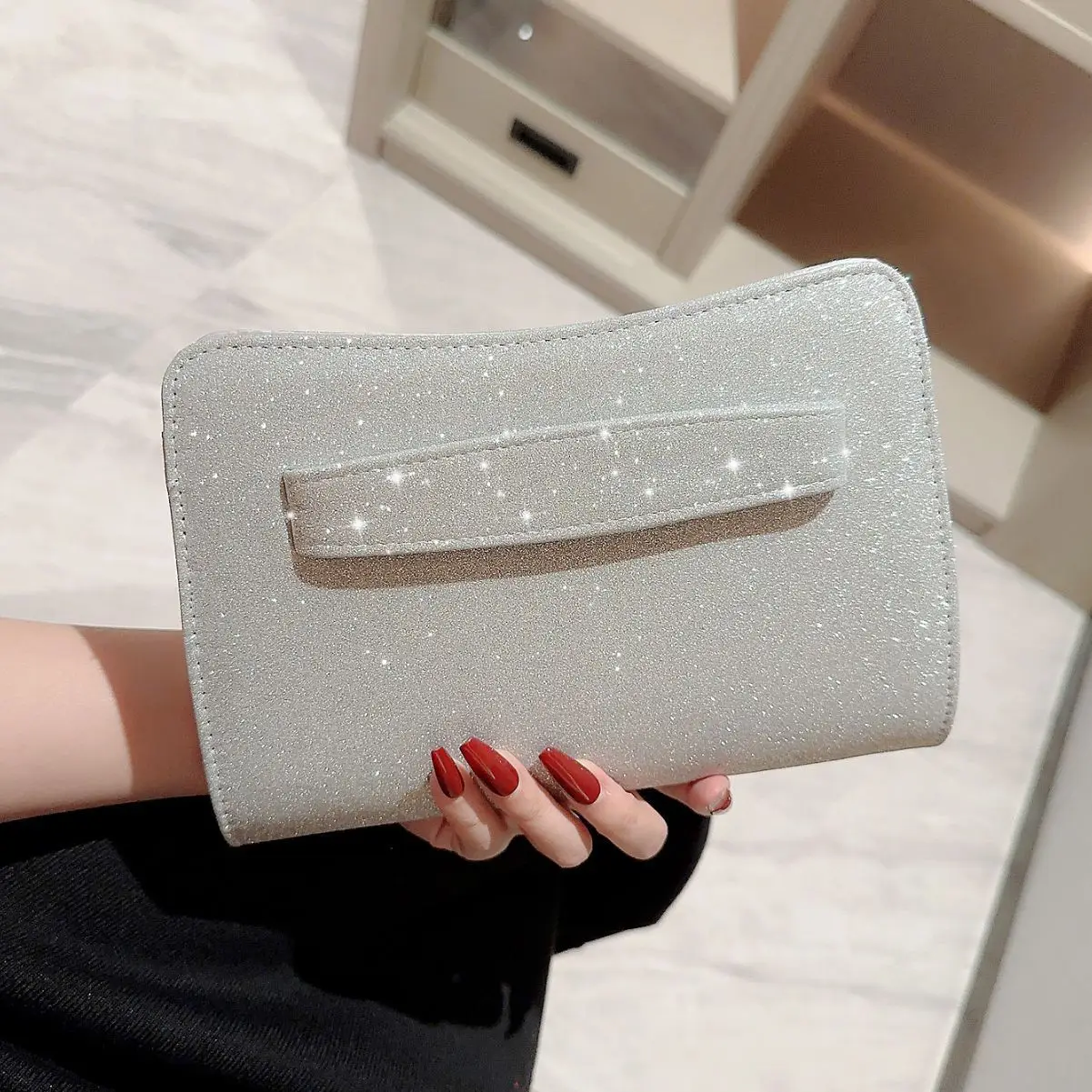 

Luxury Shining Drill Ladies Clutch Gold Silver Color Handbag Chain Shoulder Bags For Women Wedding Party Evening Bag Purse femme