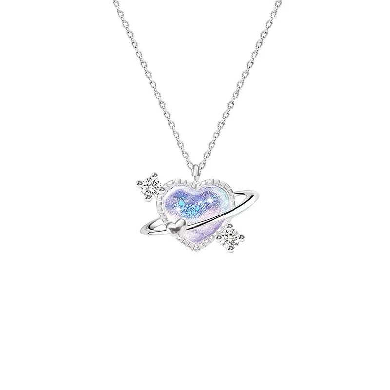 Pendant Necklace Simple Fashion Crystal Moon Pentagram Heart Pendant Necklace For Women Girls Temperament Elegant Fantasy Necklace Jewelry Gift