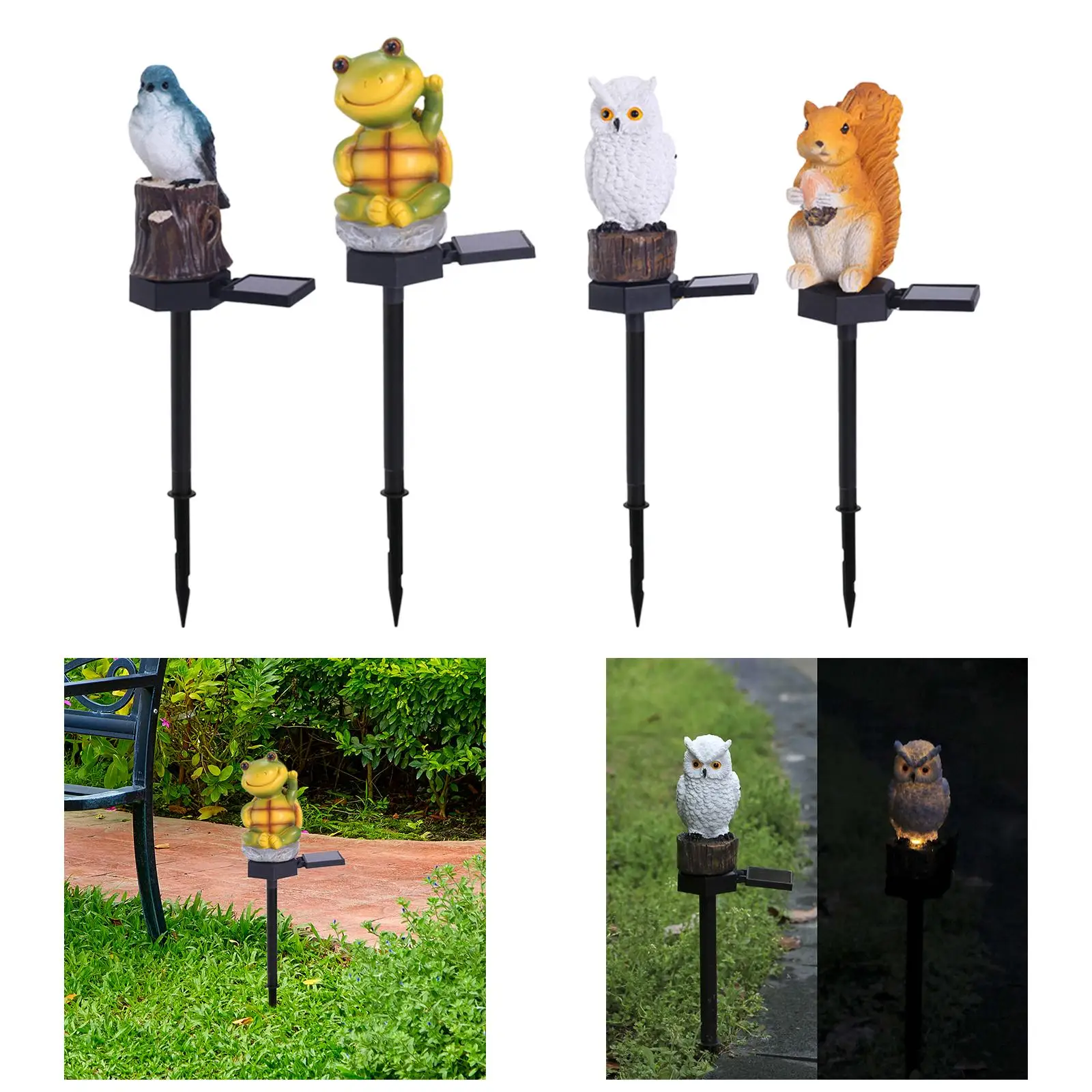 LED Light up Lawn Ornament Animal Statue Decors Solar Lights Garden Stake