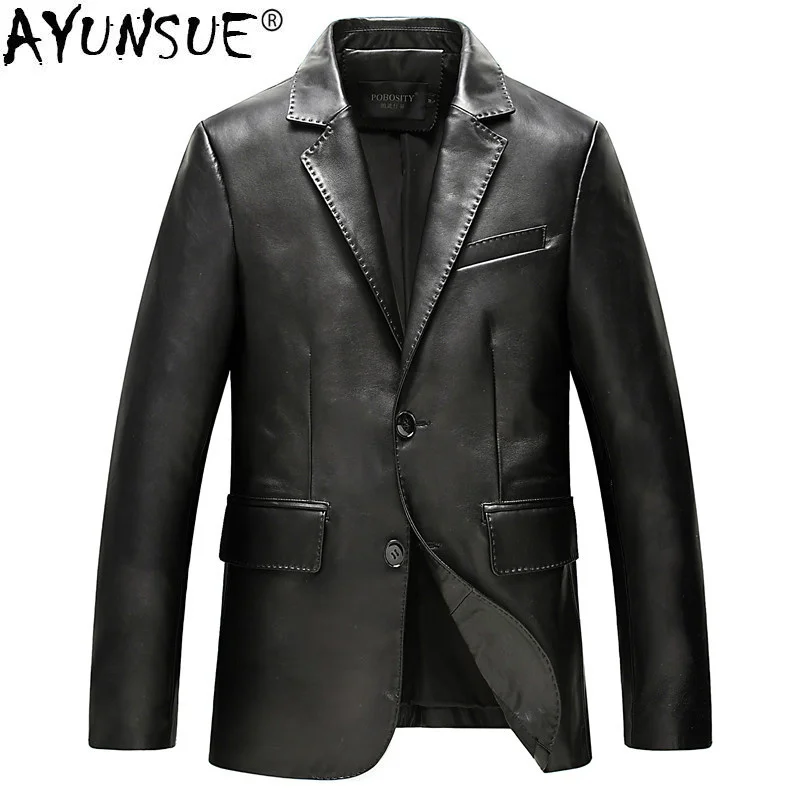 

AYUNSU Spring Autumn Sheepskin Coat Genuine Leather Jacket Men Clothes 2010 Blazer Real Mens Jackets WZM803 KJ2105