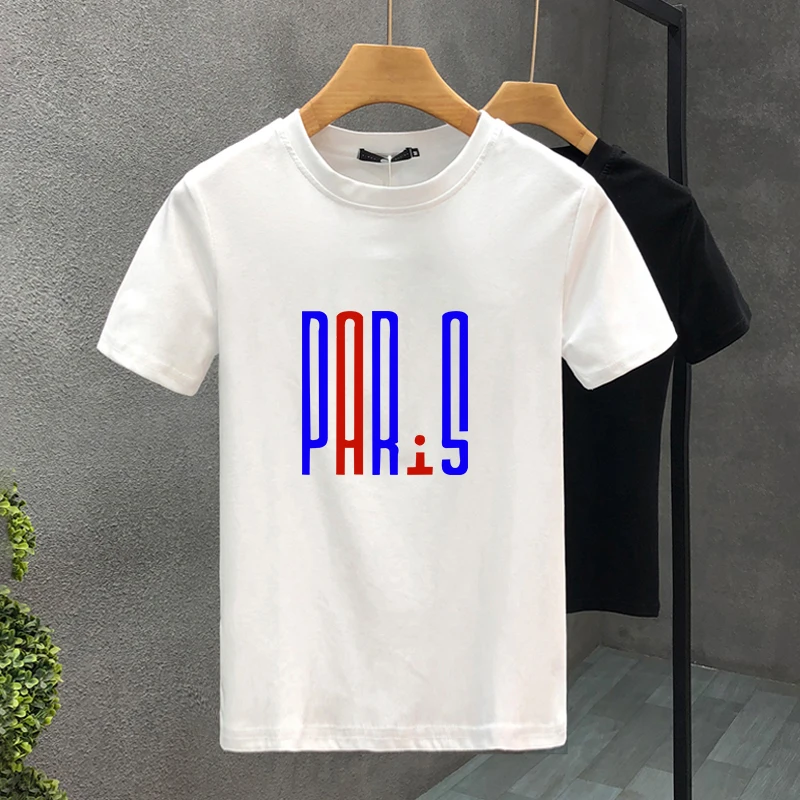 T-shirt a maniche corte da uomo/donna estiva Haruku di alta qualità di marca Parigi 100% cotone stampata taglia asiatica_voghion.com