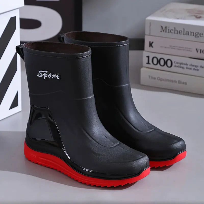 Botas De Lluvia Impermeables Para Hombre - Antideslizantes, Suela Gruesa, Media Altura, Ideales Para Exterior