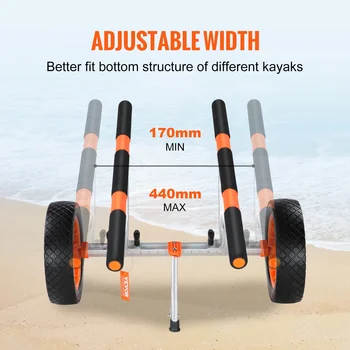 VEVOR Kayak Cart 450lbs Detachable Canoe Trolley Cart with 12'' Tires Adjustable Width for Paddleboards Float Mats Jon Boats 5