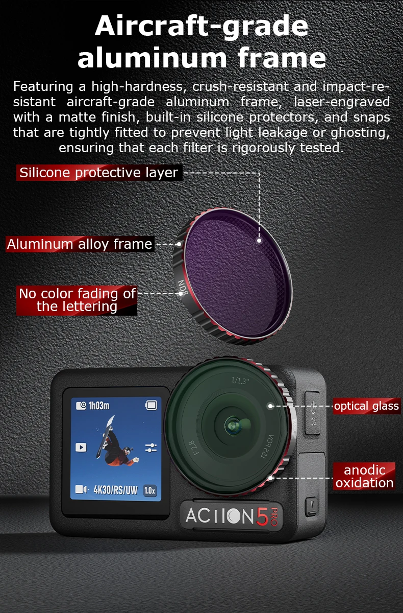 Boîte du Kit Filtres ND CPL pour DJI Action 5 Pro, protection et qualité d'image pour aventures aquatiques.