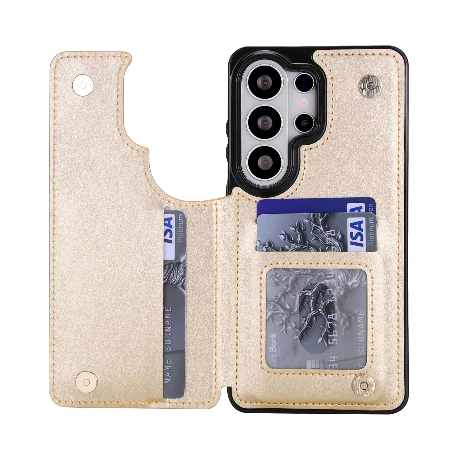 Floral Leather Wallet Phone Case with Stand and Card Holder, Double Magnetic Clasp