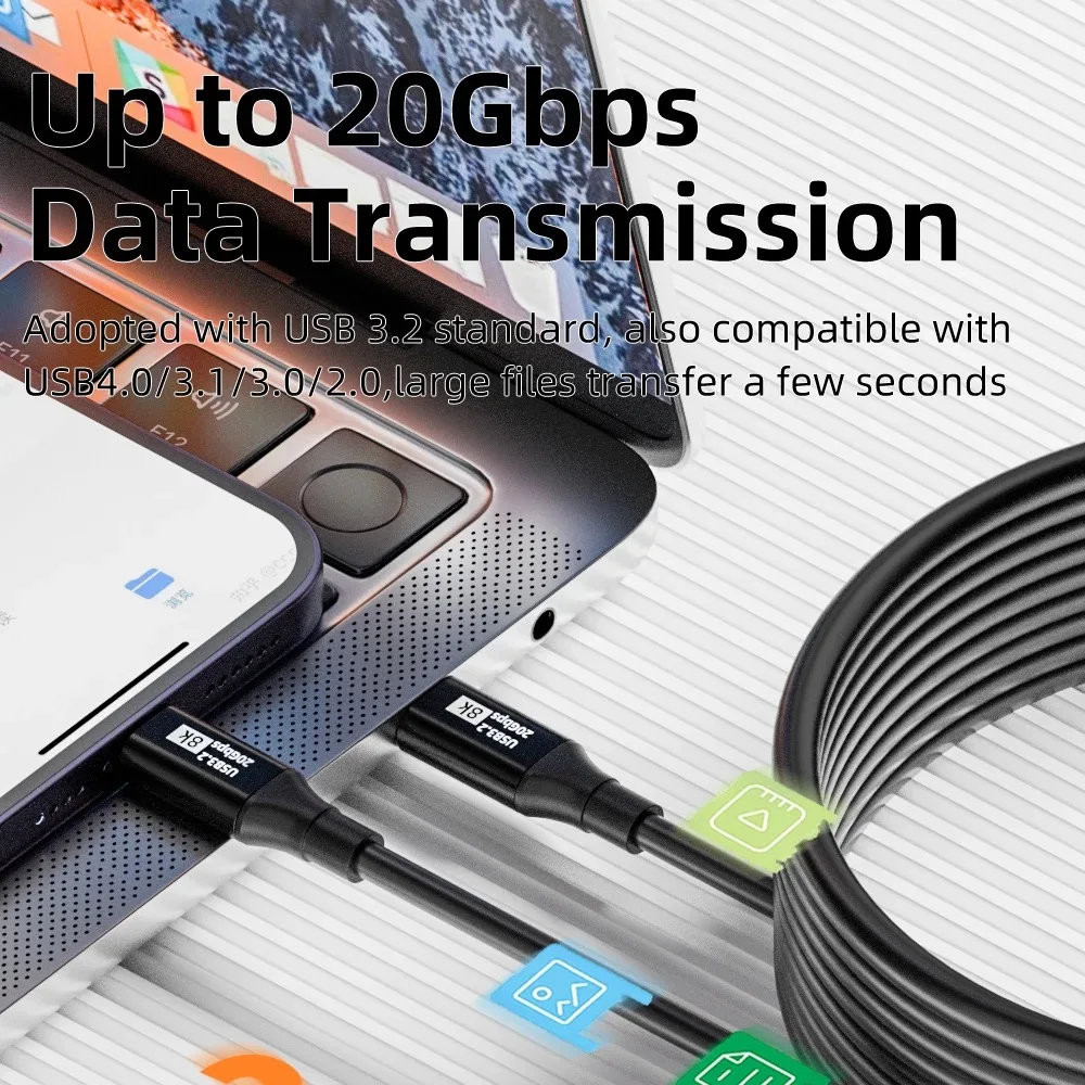 High-Speed 5M USB-C to USB-C Cable - 8K Video, 20Gbps Data Transfer, 100W Power Delivery
