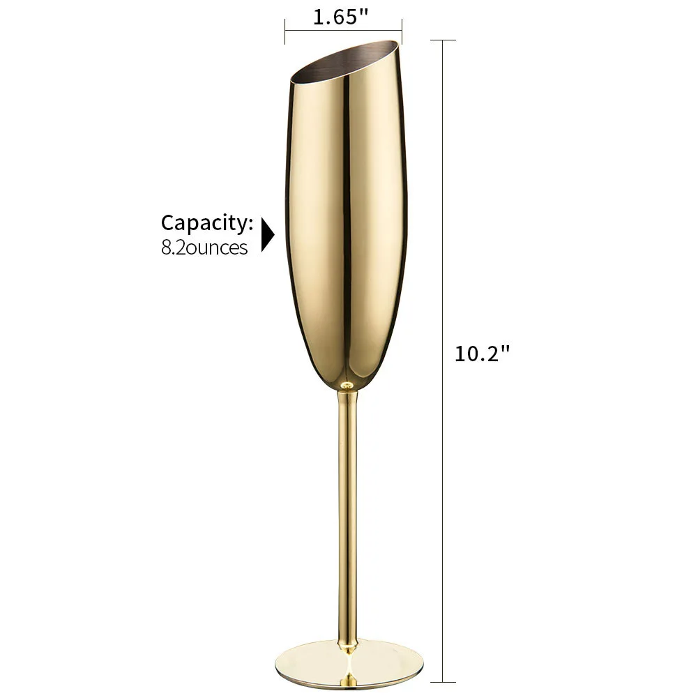 304 Stainless Steel Beveled Champagne Cup Goblets Cocktail Martini Wine Glass Champagne Glasses Stemware for Bar Utensils