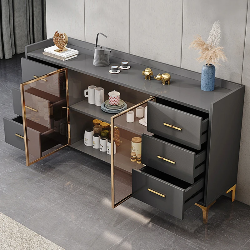 Closet Tall Kitchen Cabinet Sideboard Bar Glass Wine Dining Metal Cabinet Pantry Storage Muebles Kitchen Complete Furniture 4