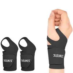 AOLIKES Ultra Thin and Soft Adjustable Wrist Brace - M (2PCS Black)