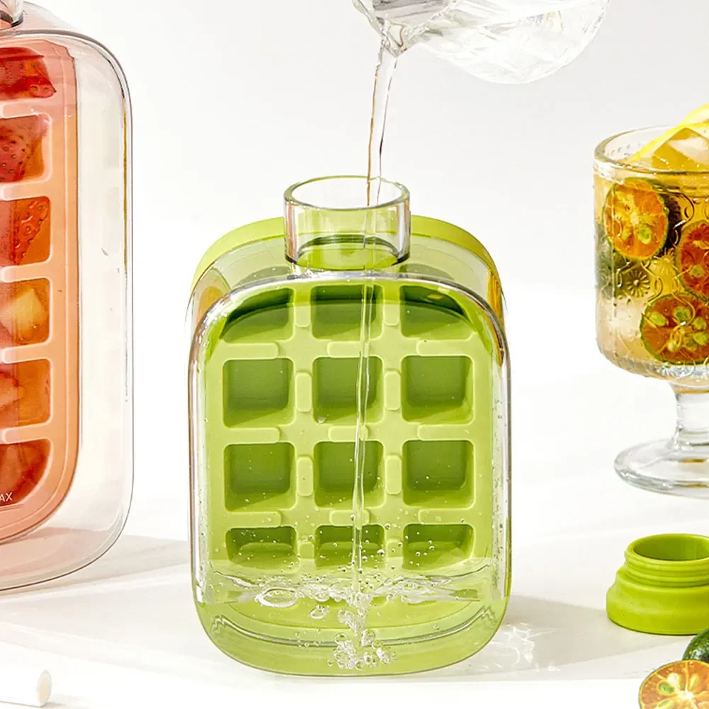 2 in 1 Ice Cubes Tray with Lid Ice Cubes Bottle with Straw Ice Maker 500ML/800ML for Cocktail Coffee Whiskey Beer Juice