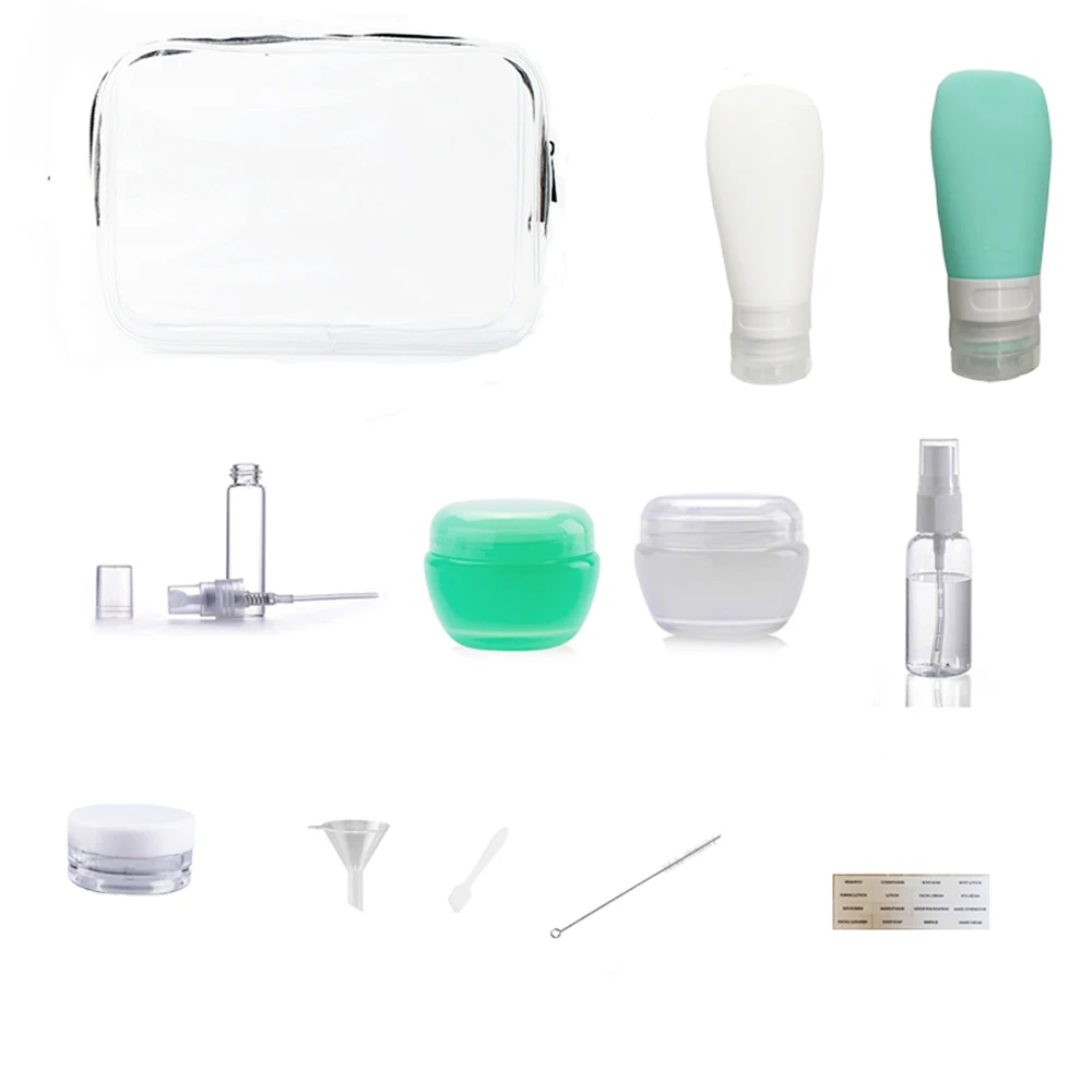 

18 Pack Travel Refillable Bottle Set Spray Lotion Shampoo Shower Gel Tube Bottling Cosmetic Empty Liquid Container Portable Tool