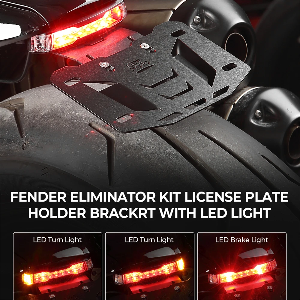 KEMIMOTO Motorcycle License Plate Holder Bracket with LED Light License Plate Holder Mount Kit for Sportster S RH1250 2021-2023