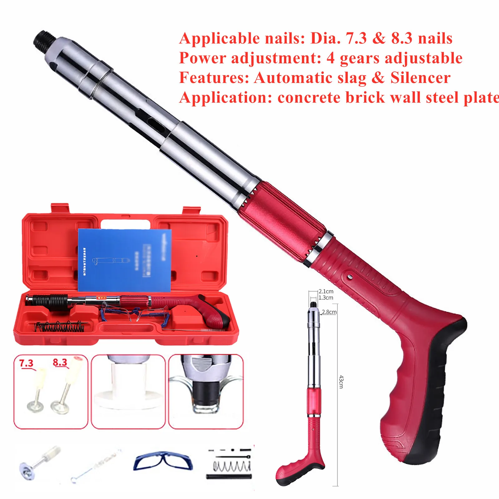 Cloueuse Rivet Gun avec 110 clous ronds, Pistolet à clous manuel en acier à  3 vitesses, pistolet à ongles portable pour mur en ciment, maison, travail  de viande : : Bricolage