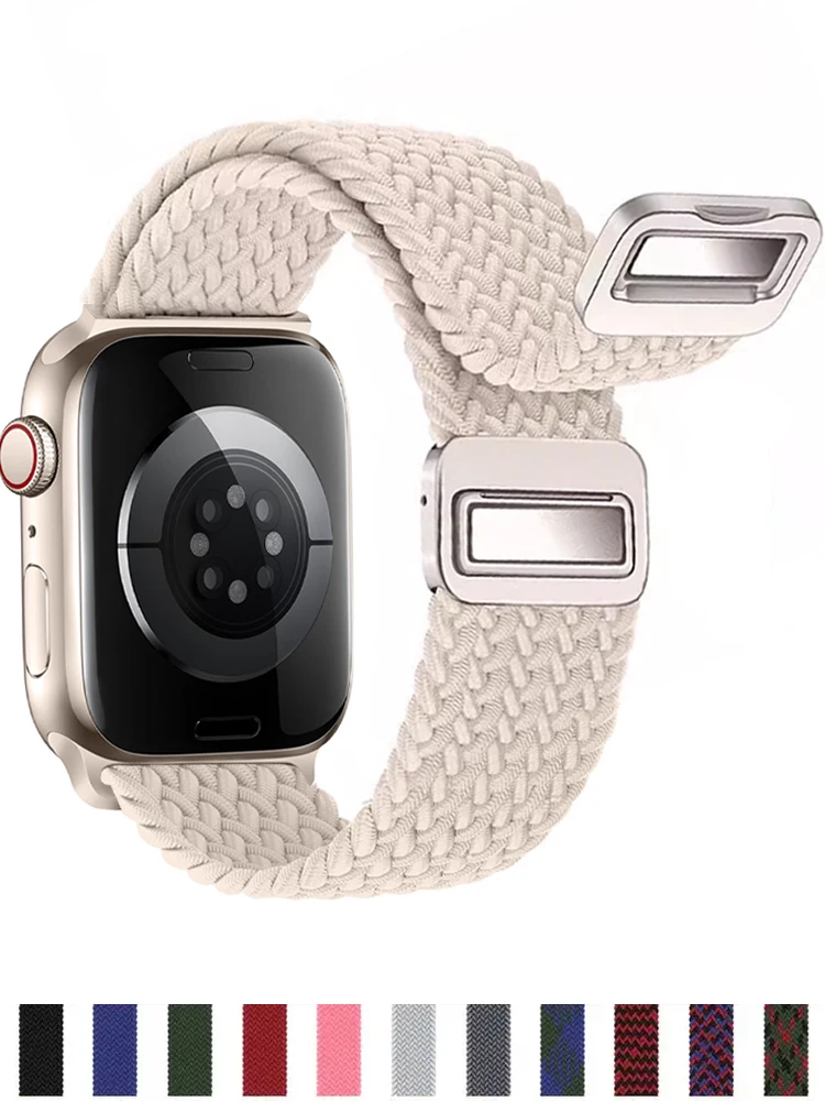 Cinturino Intrecciato Solo Loop Per Cinturino Apple Watch 45Mm 49Mm 44Mm 40Mm 41Mm 42Mm Bracciale Magnetico Correa Serie Se 9 7 3 5 6 8 Ultra